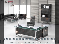 オフィス ビルの任意色のための鋼鉄足を搭載する現代ガラス机