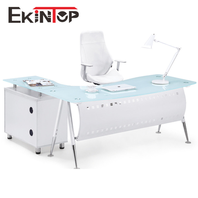 Ekintopの現代オフィスのオフィスワーク OEMのためのガラス机の耐久財