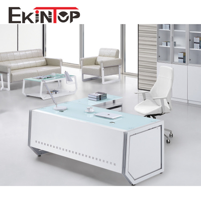 Ekintopの現代オフィスのオフィスワーク OEMのためのガラス机の耐久財